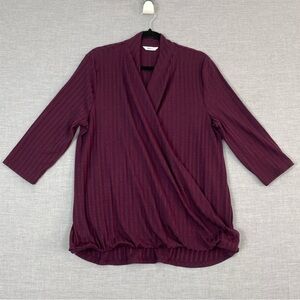 Reitmans Criss Cross Front Top Womens Sz XL Elastic Waist Three Quarter Sleeves